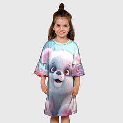 Платье клеш для девочки Милый белый пушистый медвежонок, цвет: 3D-принт — фото 2