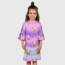Платье клеш для девочки Узор с Клоунами, цвет: 3D-принт — фото 2
