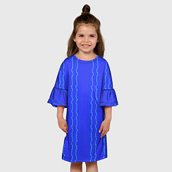 Платье клеш для девочки Кривые линии ярко-синий, цвет: 3D-принт — фото 2