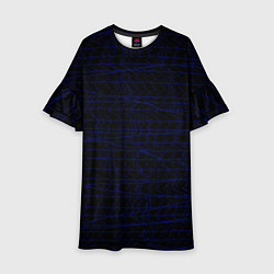 Платье клеш для девочки Текстура черно-синий, цвет: 3D-принт