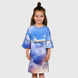 Платье клеш для девочки Ту-154 Розовый закат, цвет: 3D-принт — фото 2