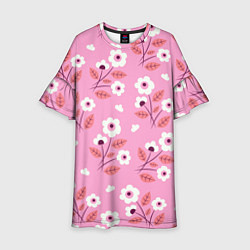 Платье клеш для девочки Flowers on pink, цвет: 3D-принт