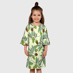 Платье клеш для девочки Зелененькие листья, цвет: 3D-принт — фото 2