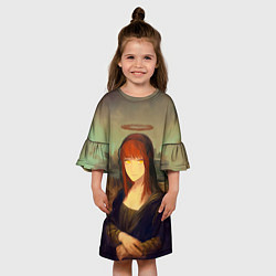 Платье клеш для девочки Макима в стиле картины Мона Лиза, цвет: 3D-принт — фото 2