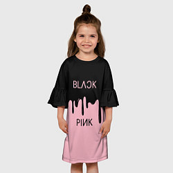 Платье клеш для девочки Blackpink - краски, цвет: 3D-принт — фото 2