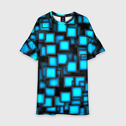 Детское платье Геометрия - синие квадраты