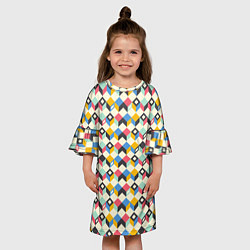Платье клеш для девочки Абстракция из цветных кубиков, цвет: 3D-принт — фото 2