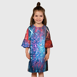 Платье клеш для девочки Стихии воды и лавы, цвет: 3D-принт — фото 2