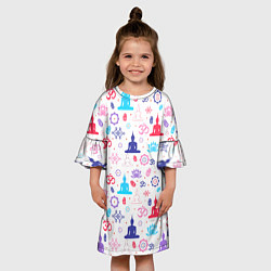 Платье клеш для девочки Медитация - символика, цвет: 3D-принт — фото 2