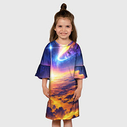 Платье клеш для девочки Космическая вселенная, цвет: 3D-принт — фото 2