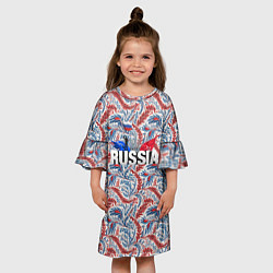 Платье клеш для девочки Happy Russia волнистые узоры, цвет: 3D-принт — фото 2