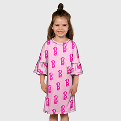 Платье клеш для девочки Барби паттерн буква B, цвет: 3D-принт — фото 2