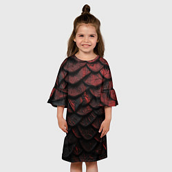 Платье клеш для девочки Объемная текстура из темных плит, цвет: 3D-принт — фото 2