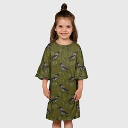 Платье клеш для девочки Вороны и еловые веточки, цвет: 3D-принт — фото 2