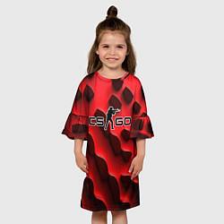 Платье клеш для девочки CS GO black red abstract, цвет: 3D-принт — фото 2