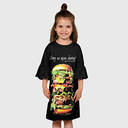 Платье клеш для девочки Сижу на трех диетах, цвет: 3D-принт — фото 2