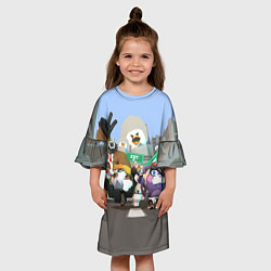 Платье клеш для девочки Chicken Gun Skibibi: Гарибальди и Мурка, цвет: 3D-принт — фото 2