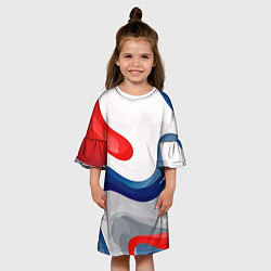 Платье клеш для девочки Абстракция в цветах флага России, цвет: 3D-принт — фото 2