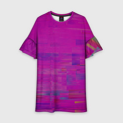 Платье клеш для девочки Фиолетово византийский глитч, цвет: 3D-принт