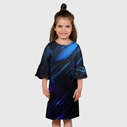 Платье клеш для девочки Синие и фиолетовые оттенки, цвет: 3D-принт — фото 2