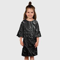 Платье клеш для девочки Черная текстура из кожи с узорами, цвет: 3D-принт — фото 2