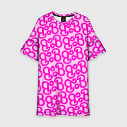 Платье клеш для девочки Логотип Барби - буква B, цвет: 3D-принт