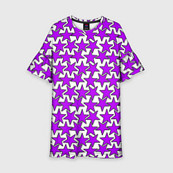 Платье клеш для девочки Ретро звёзды фиолетовые, цвет: 3D-принт