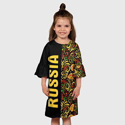 Платье клеш для девочки Russia хохлома, цвет: 3D-принт — фото 2