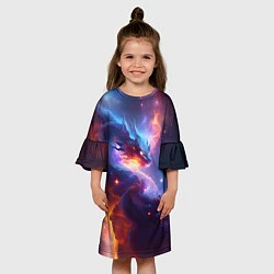Платье клеш для девочки Туманность дракона, цвет: 3D-принт — фото 2