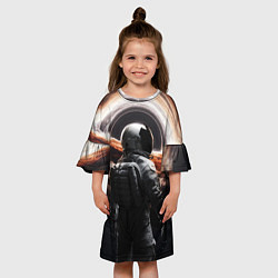 Платье клеш для девочки Черная дыра - космонавт, цвет: 3D-принт — фото 2