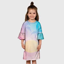 Платье клеш для девочки Градиентовый летний пейзаж, цвет: 3D-принт — фото 2