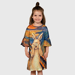 Платье клеш для девочки Картина Крик - кролик, цвет: 3D-принт — фото 2