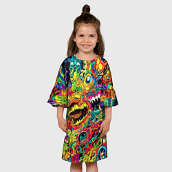Платье клеш для девочки Психоделические галлюцинации, цвет: 3D-принт — фото 2