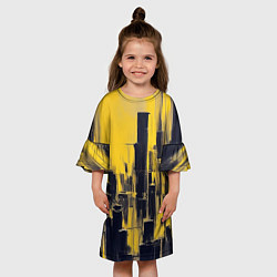 Платье клеш для девочки Большой нарисованный город, цвет: 3D-принт — фото 2