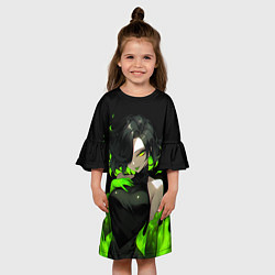 Платье клеш для девочки Токсичная девушка - зеленый, цвет: 3D-принт — фото 2