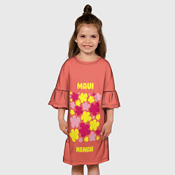 Платье клеш для девочки Мауи - Гавайи, цвет: 3D-принт — фото 2