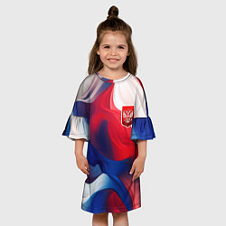 Платье клеш для девочки Красный герб России, цвет: 3D-принт — фото 2