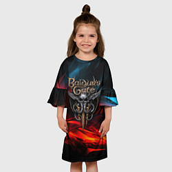 Платье клеш для девочки Baldurs Gate 3 logo, цвет: 3D-принт — фото 2