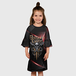 Платье клеш для девочки Baldurs Gate 3 logo black red, цвет: 3D-принт — фото 2