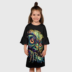 Платье клеш для девочки Психоделический тамарин, цвет: 3D-принт — фото 2