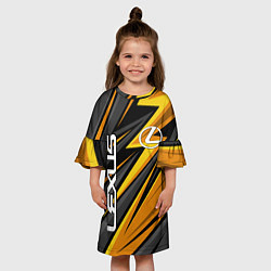 Платье клеш для девочки Лексус - желтая спортивная абстракция, цвет: 3D-принт — фото 2