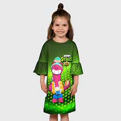 Платье клеш для девочки Даг Бравлы зеленый фон, цвет: 3D-принт — фото 2
