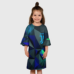 Платье клеш для девочки Juventus blue abstract logo, цвет: 3D-принт — фото 2