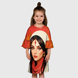 Платье клеш для девочки Нейросеть - индийская принцесса, цвет: 3D-принт — фото 2