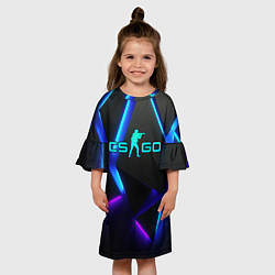 Платье клеш для девочки CSGO neon geometry, цвет: 3D-принт — фото 2