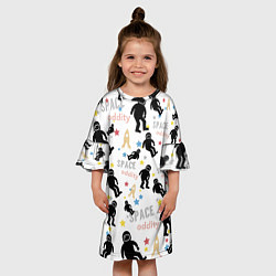 Платье клеш для девочки Космическое приключение паттерн, цвет: 3D-принт — фото 2