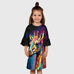 Платье клеш для девочки Психоделический жираф, цвет: 3D-принт — фото 2