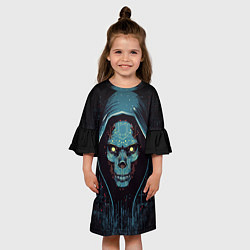Платье клеш для девочки Хакер череп, цвет: 3D-принт — фото 2