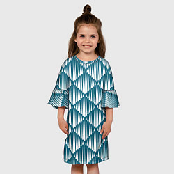 Платье клеш для девочки Большие синие вдавленные ромбы, цвет: 3D-принт — фото 2