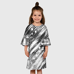 Платье клеш для девочки Черно-белые штрихи, цвет: 3D-принт — фото 2